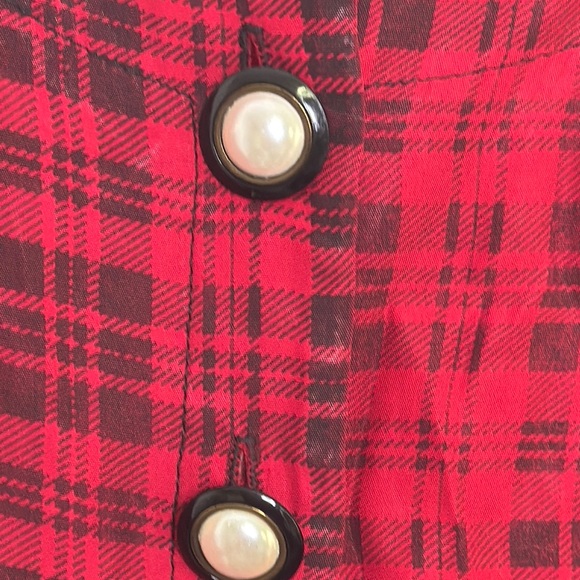 Pottery Vintage Croppwd Red Plaid Women's Jacket - Picture 4 of 11